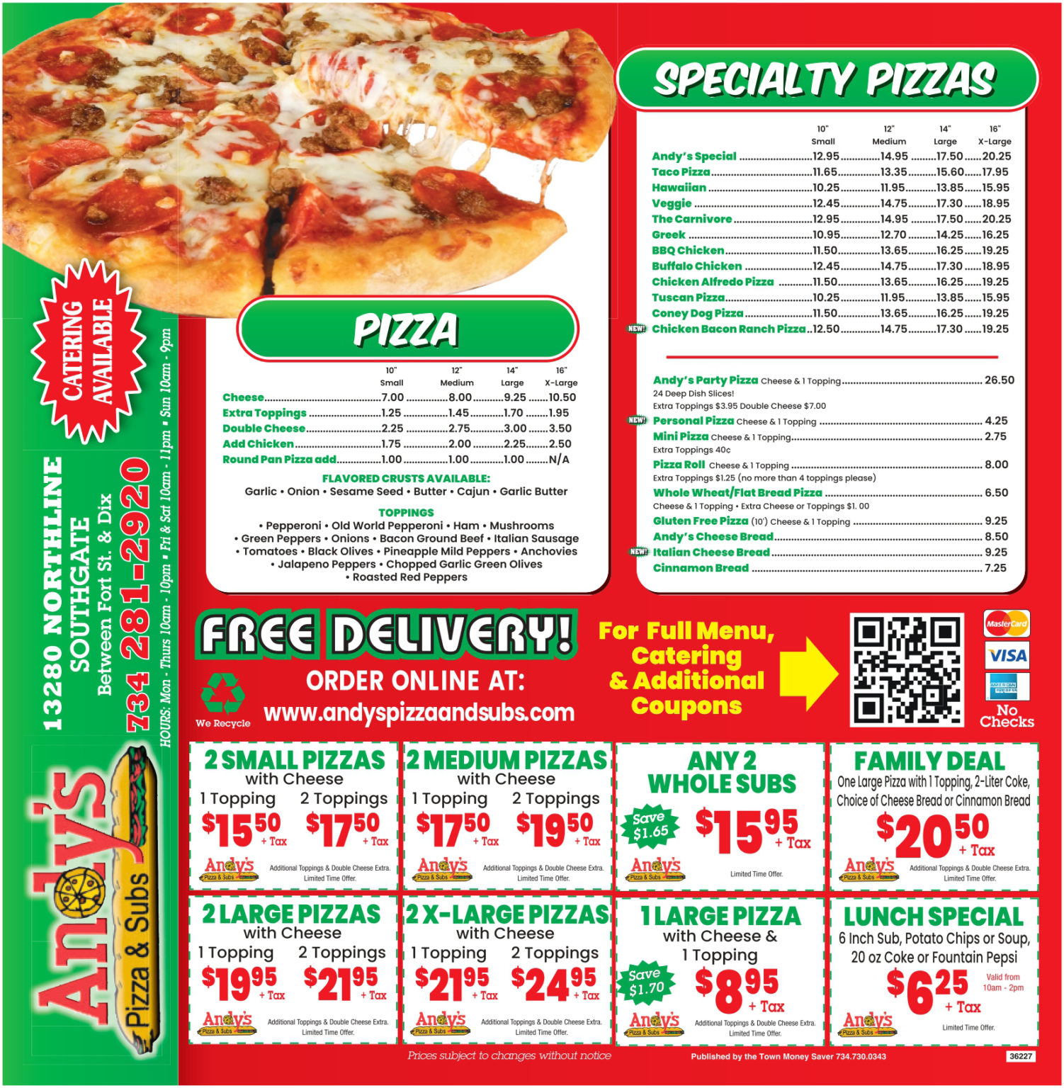 Southgate Menu - Andy's Pizza & Subs Downriver Best Pizza & Subs