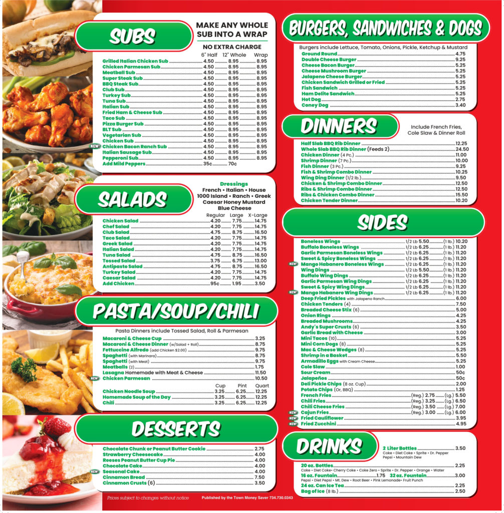 Southgate Menu - Andy's Pizza & Subs Downriver Best Pizza & Subs